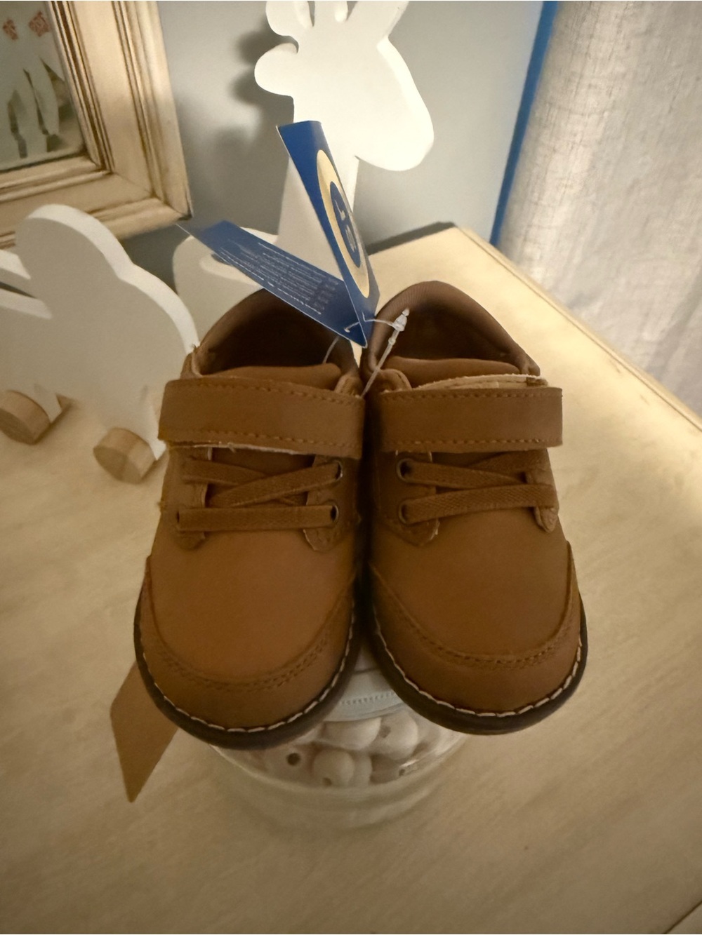 Stride Rite Toddler Tan Moccasin-Style Hook & Loop Shoes